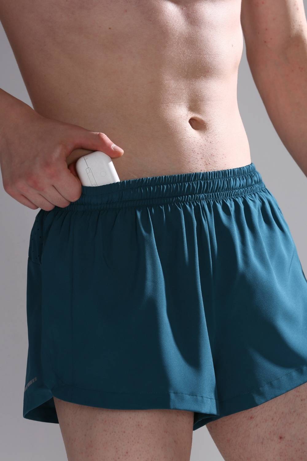 mens split running shorts #Color_Sea Green