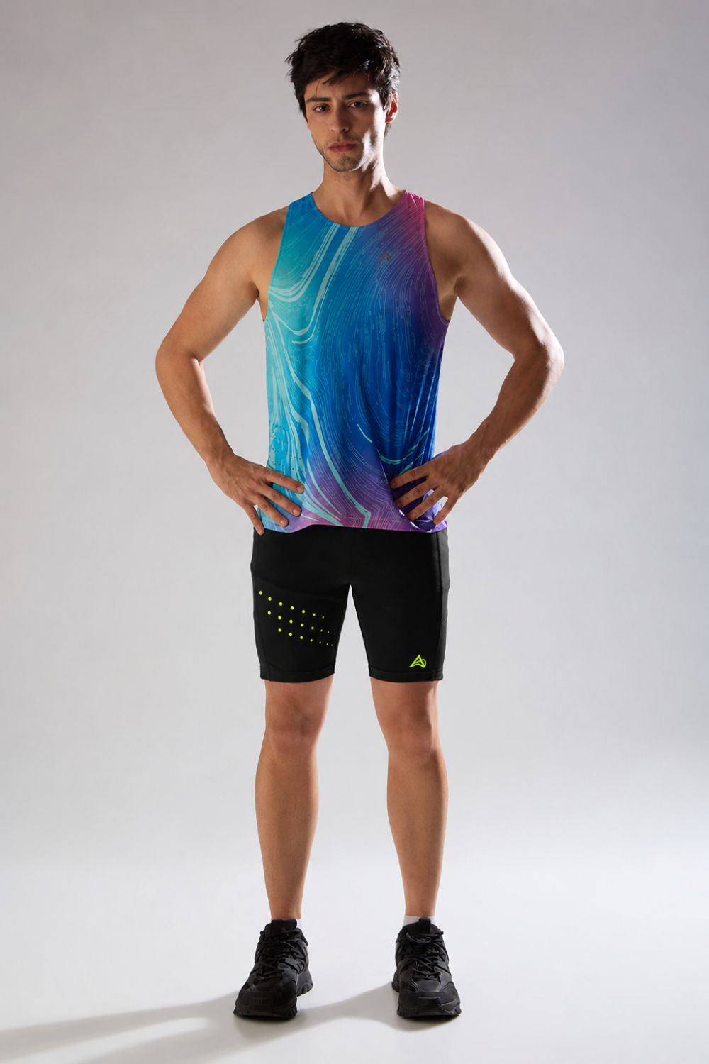 buy men 7 inch running half tights online #Color_Black-Spark