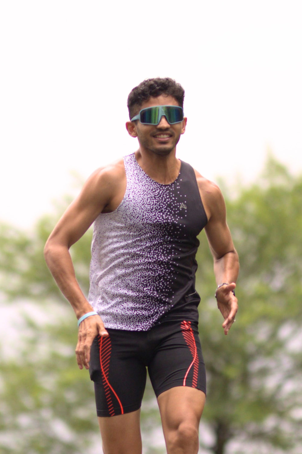 buy men 7 inch running half tights online #Color_Black-Fire