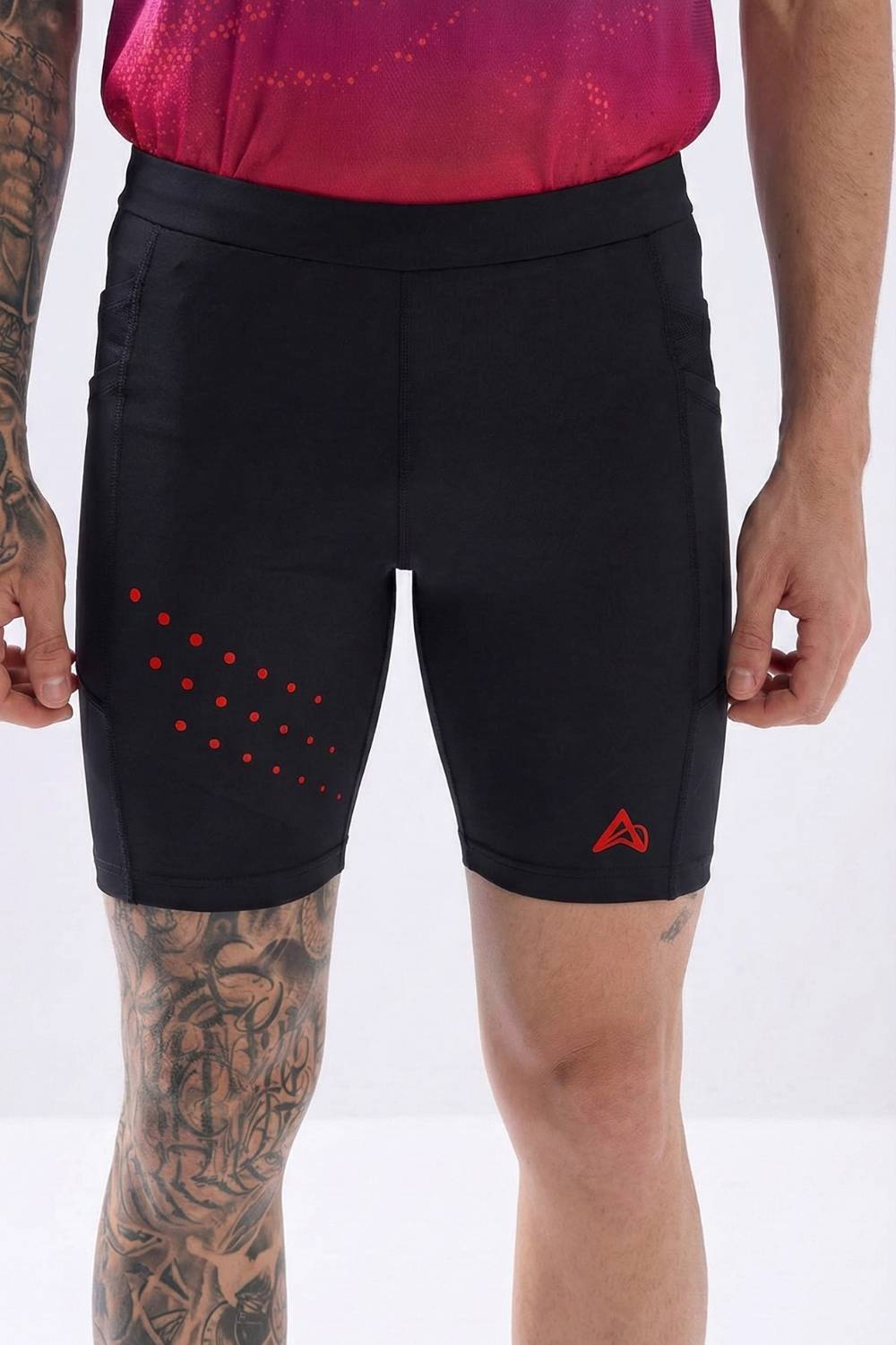 buy men 7 inch running half tights online #Color_Black