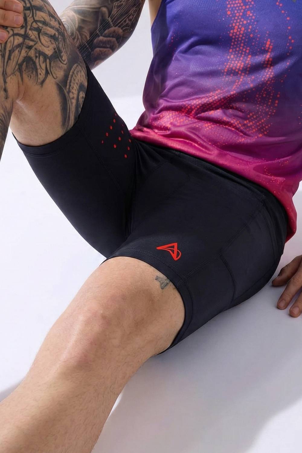 buy men 7 inch running half tights online #Color_Black