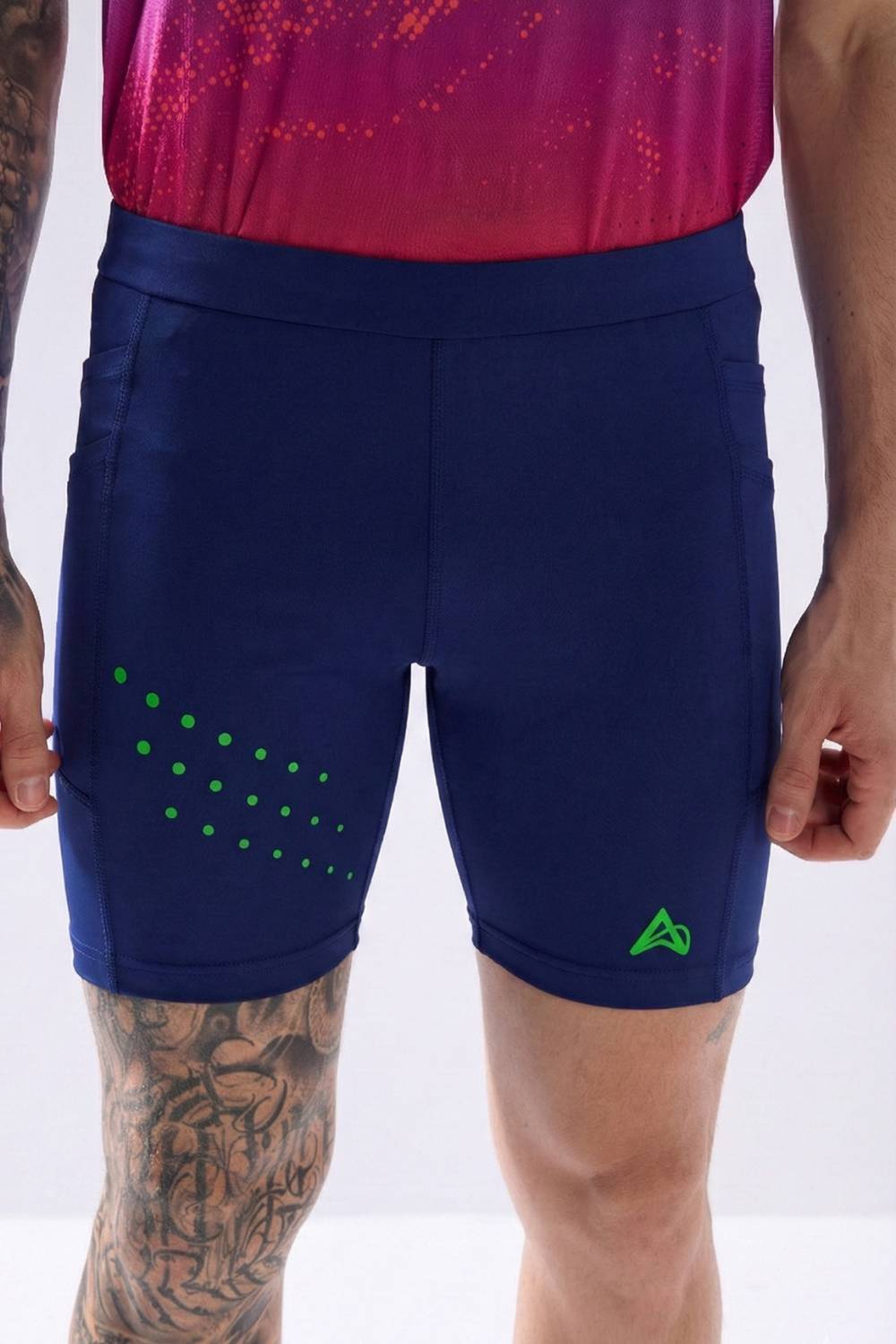 buy men 7 inch running half tights online #Color_Ink Blue