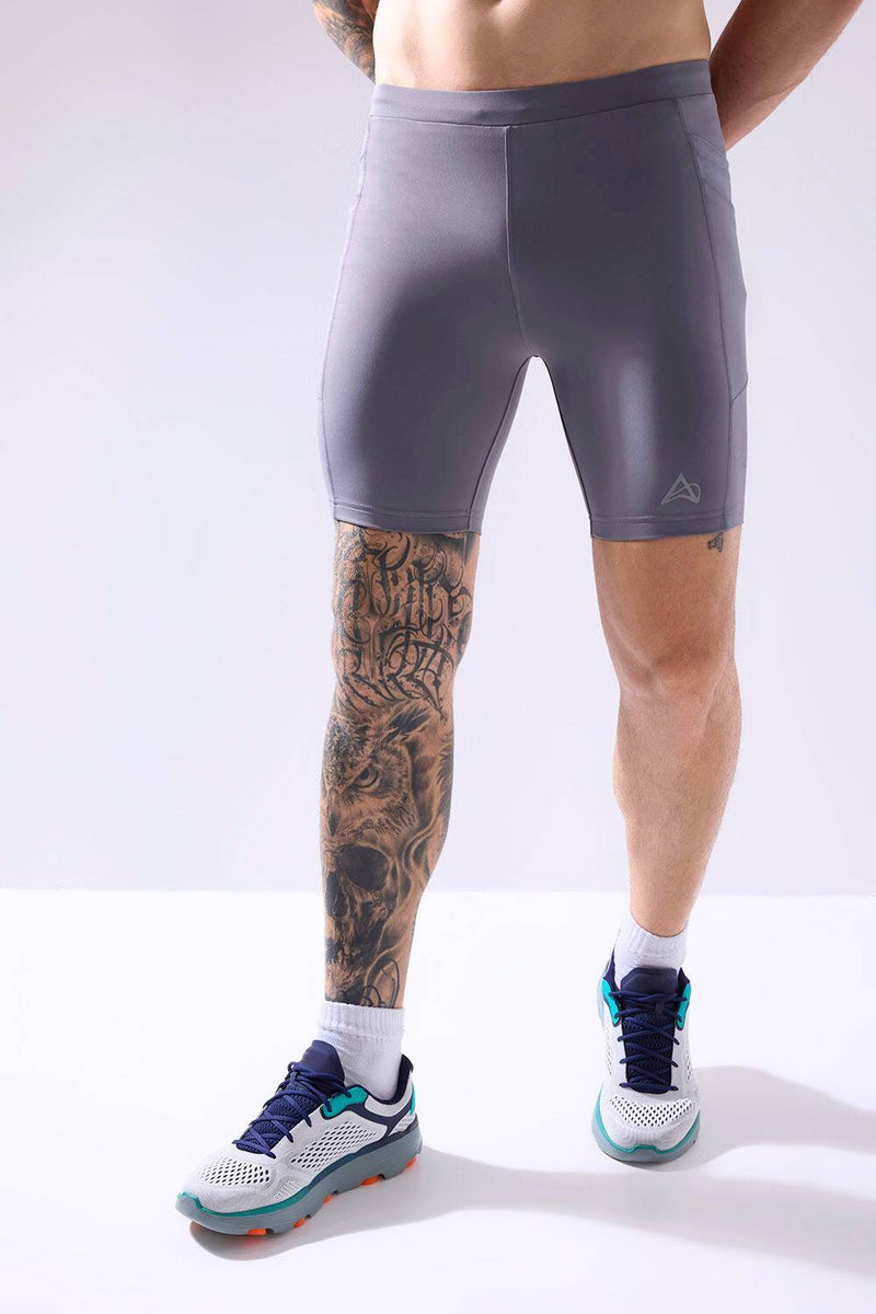buy comfortable running half tights for long run online #Color_Smoked Pearl