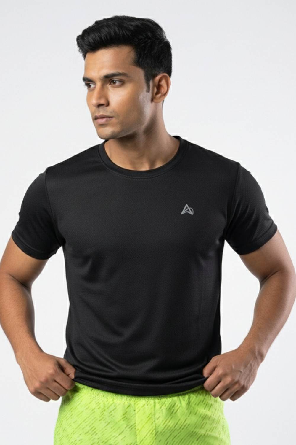 buy gym workout stretchable t-shirts for men #Color_Black