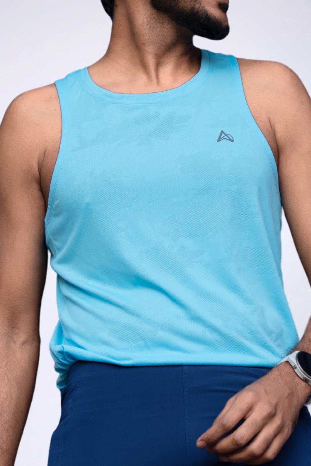 Aqua colour race singlet for men #Color_Aqua