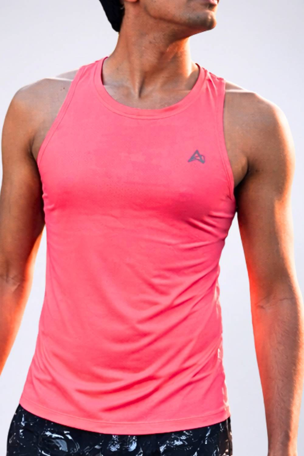 Coral colour race singlet for men #Color_Coral