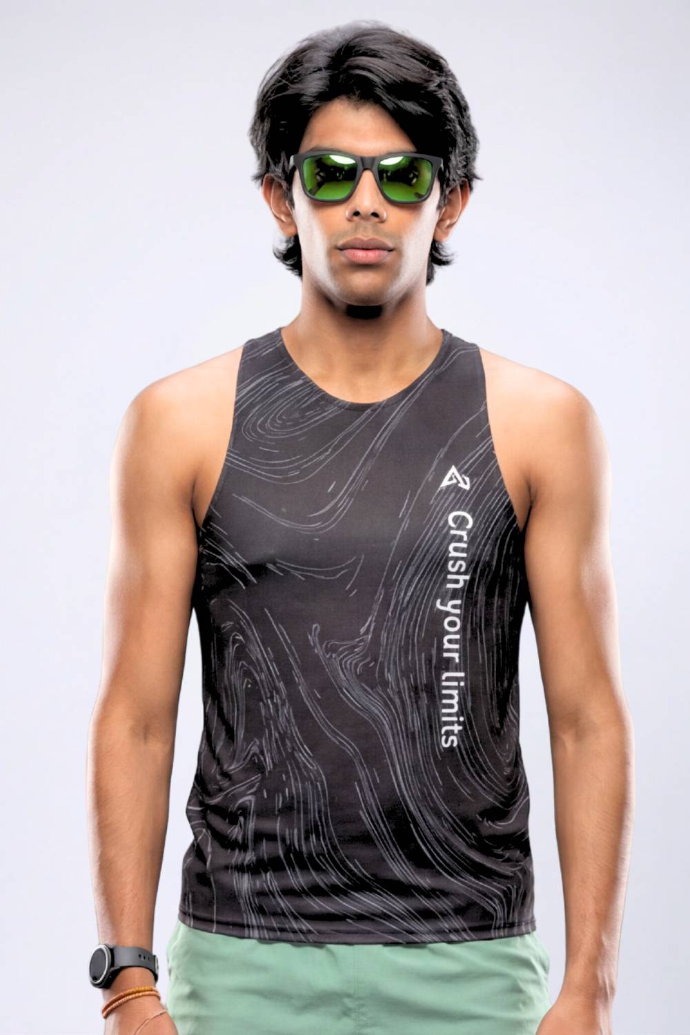 buy men running printed singlet online #Color_BlackPr