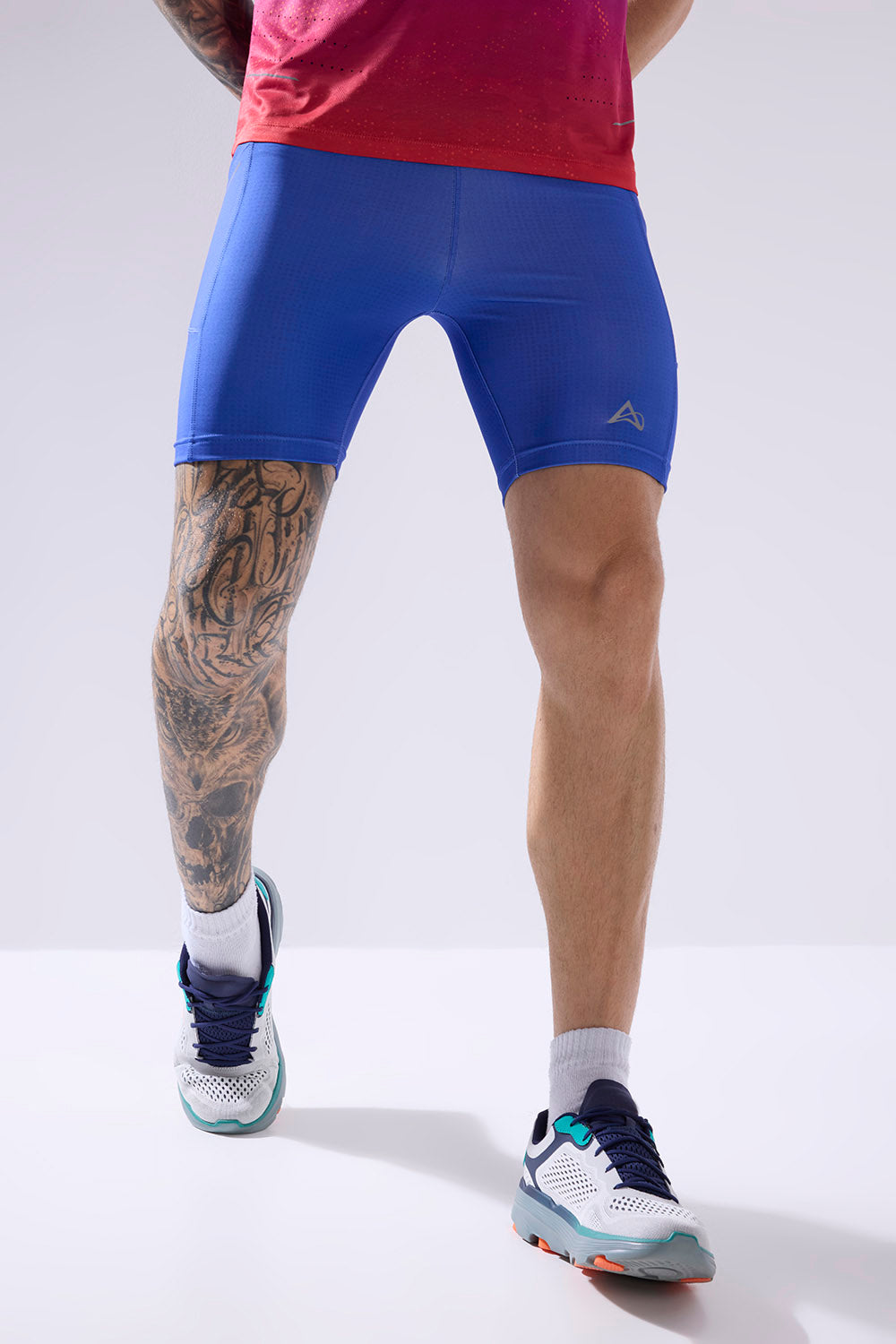 buy men 7 inch running half tights online #Color_Cosmic Blue Pr