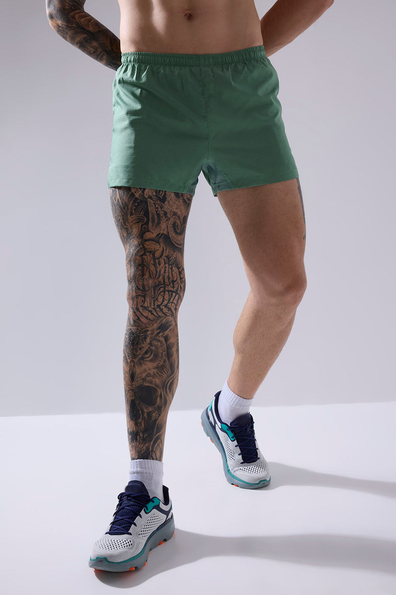 buy men running shorts 3.5 inches with inner lining #Color_Moss Green