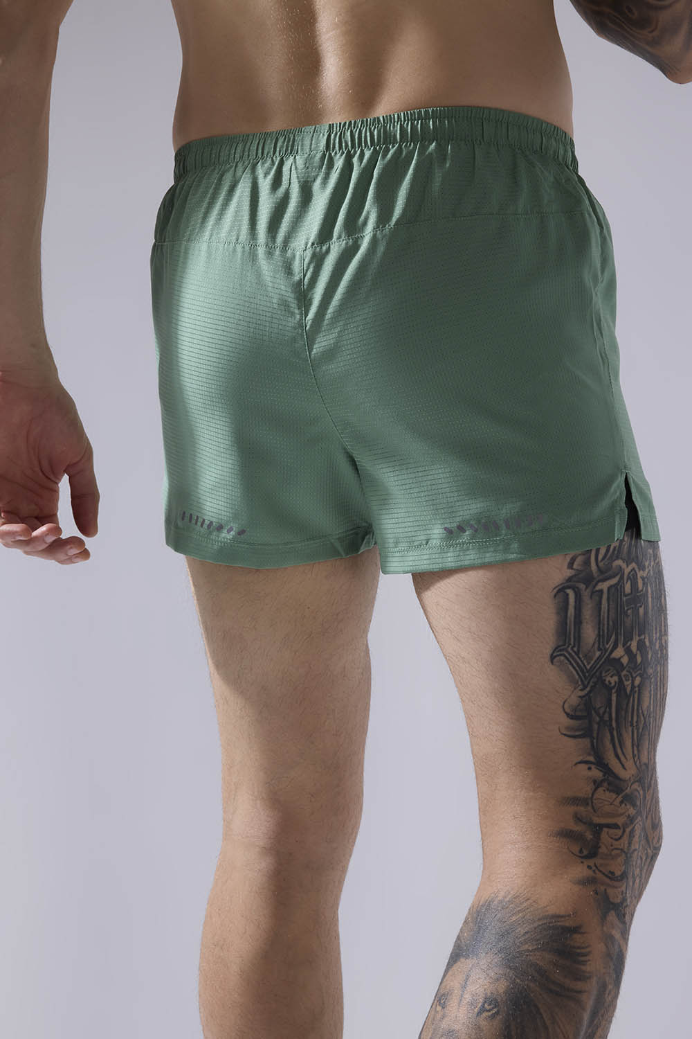buy men running shorts 3.5 inches with inner lining #Color_Moss Green