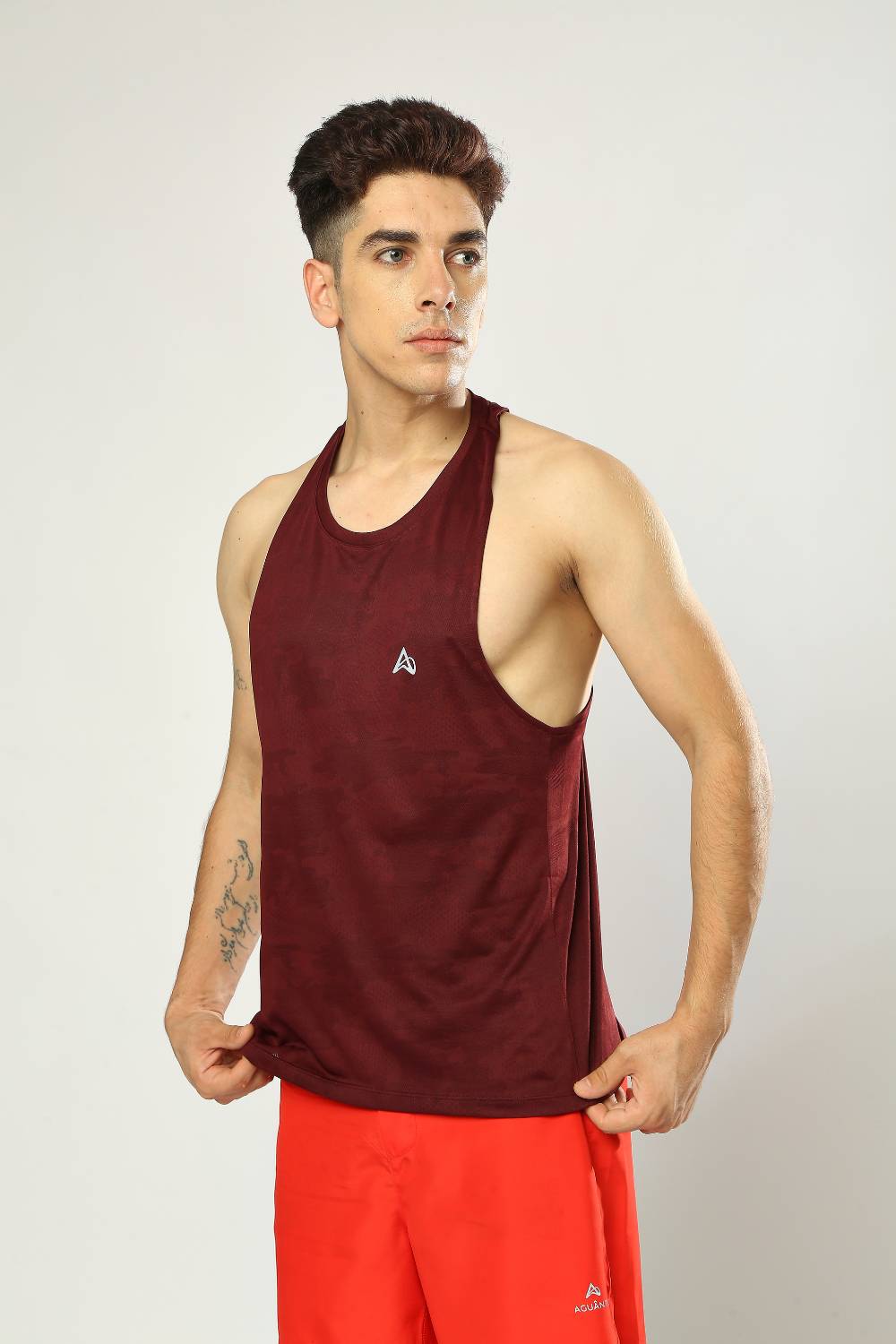 buy men's lightweight running singlet #Color_Maroon