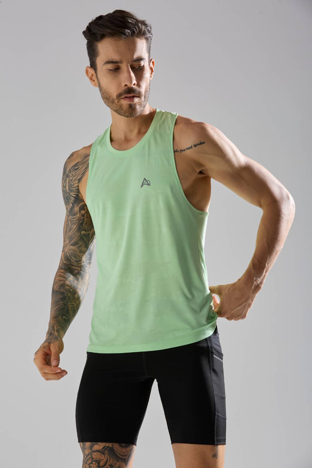 buy men's lightweight running singlet #Color_Summer Green