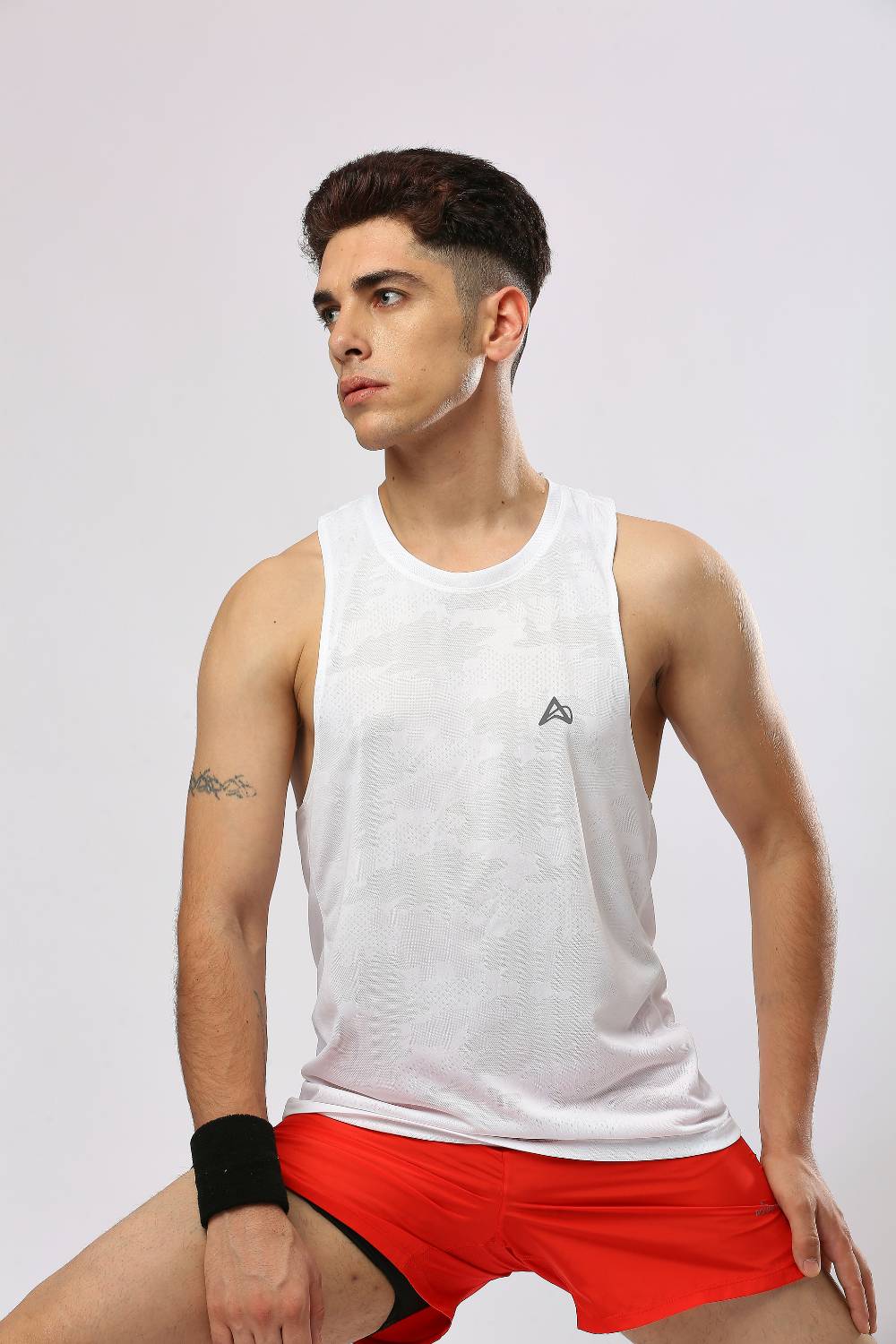 buy men's lightweight running singlet #Color_White