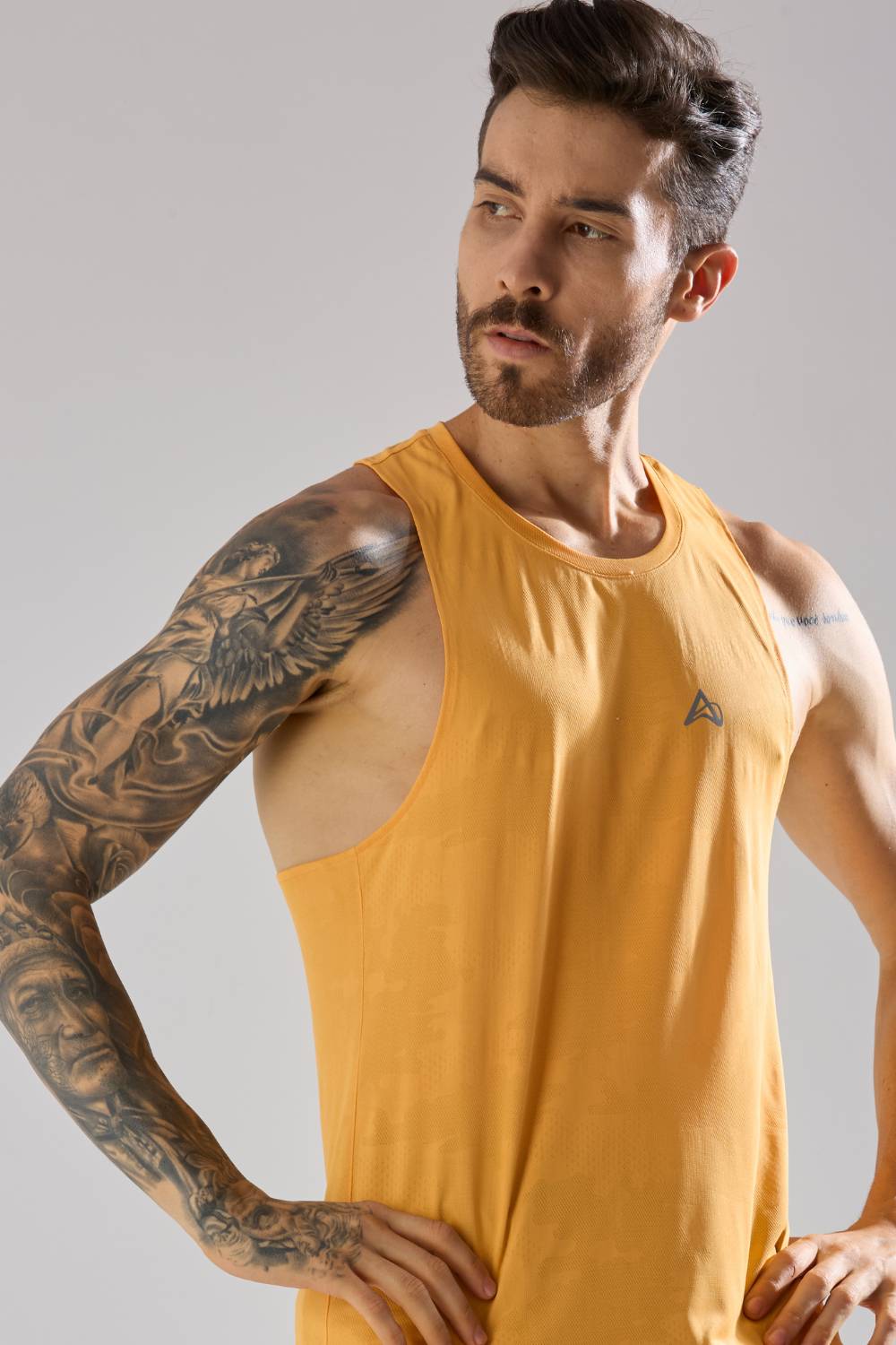 buy men's lightweight running singlet #Color_Citrus