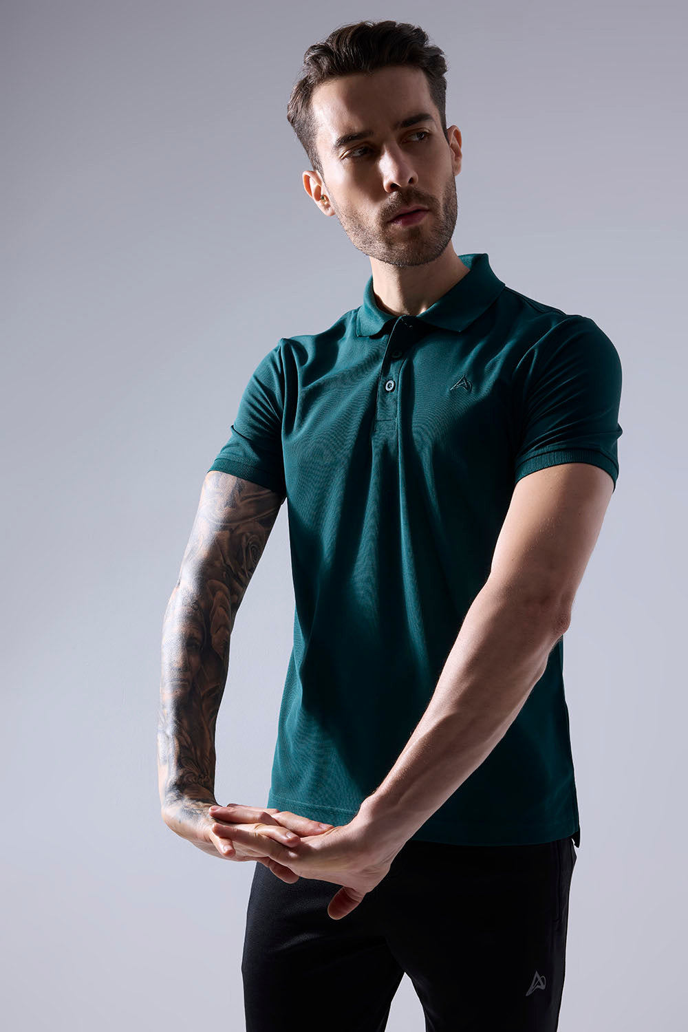 buy men polo t-shirt in green colour #Color_Pesto