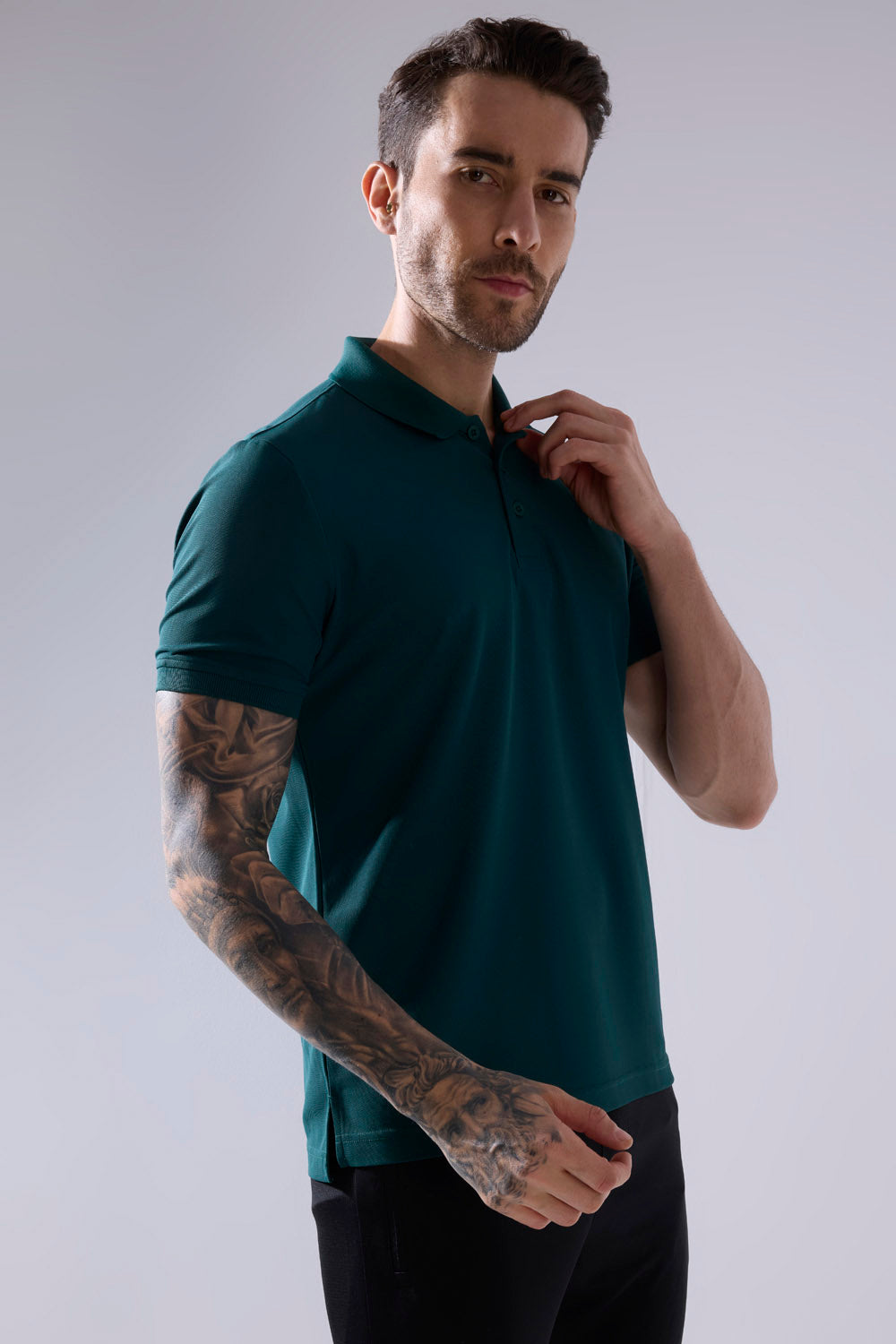 buy men polo t-shirt in green colour #Color_Pesto