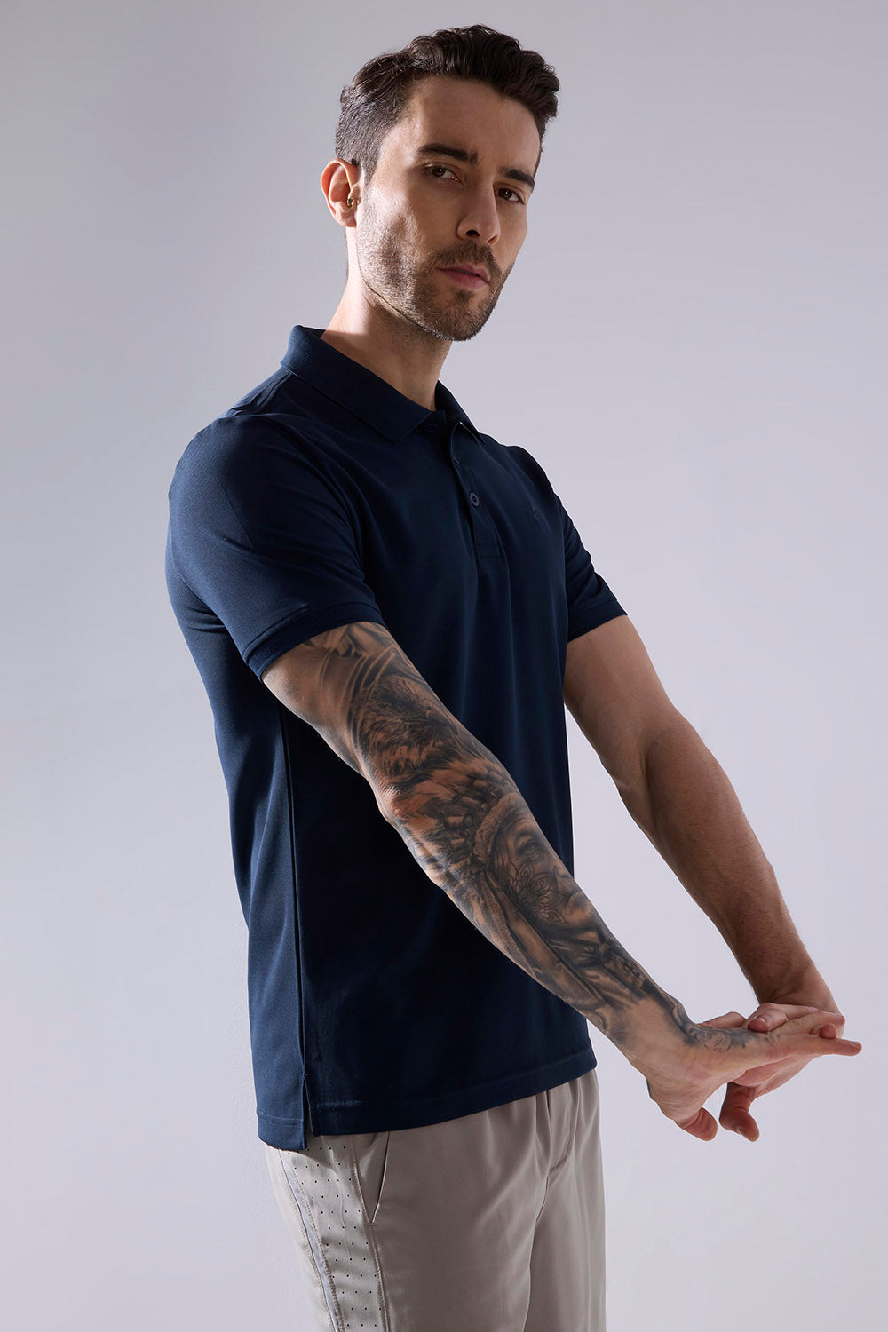 buy men polo t-shirt in navy colour #Color_Navy