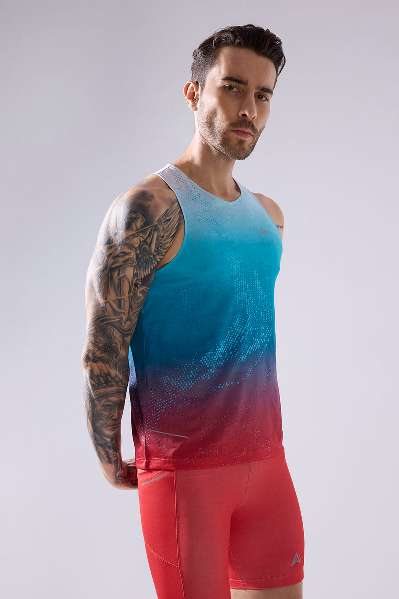 buy men running printed singlet online #Color_Glacier Flame Pr