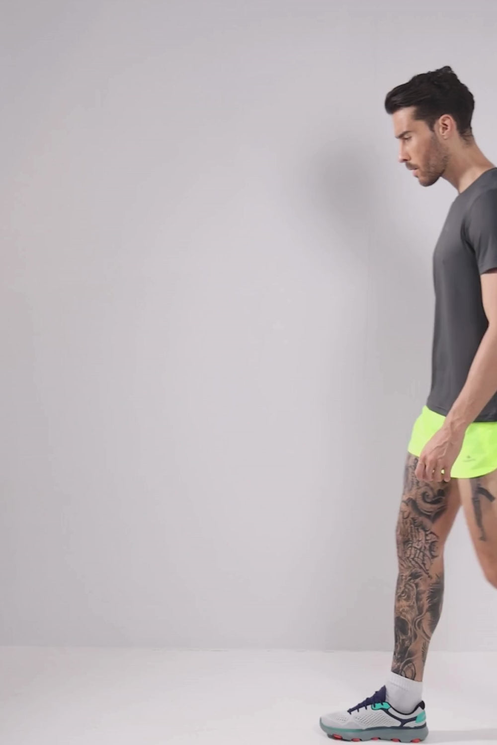 men running split shorts #Color_Neon Yellow