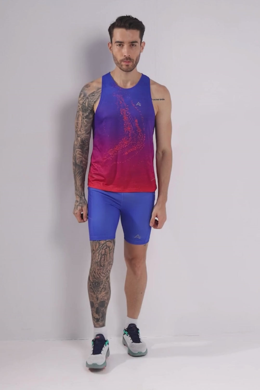 buy men 7 inch running half tights online #Color_Cosmic Blue Pr
