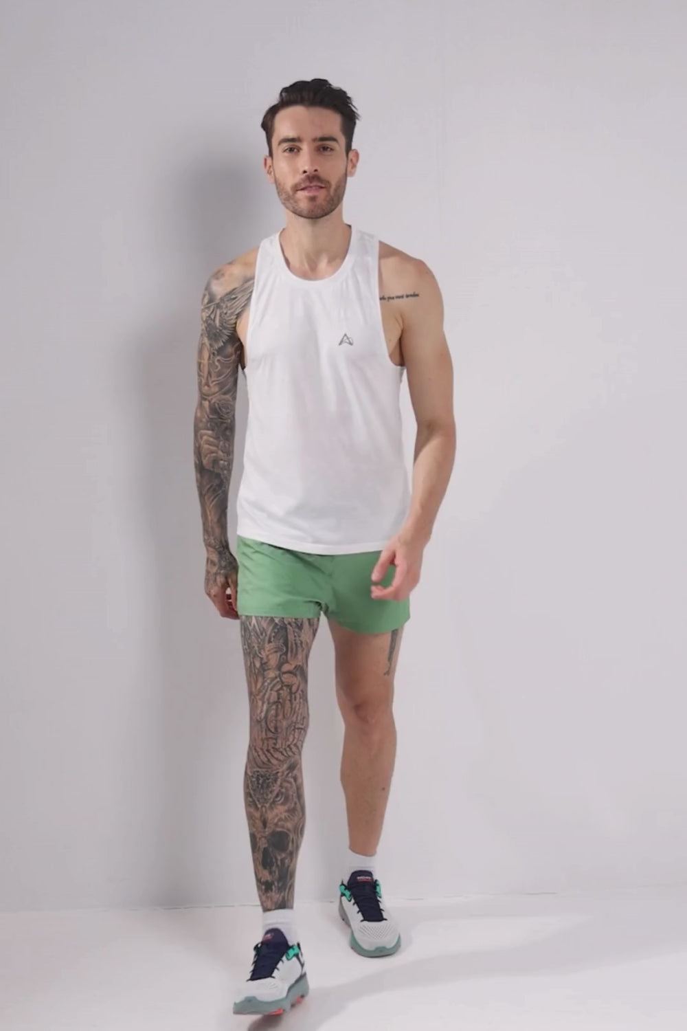 buy men running shorts 3.5 inches with inner lining #Color_Moss Green