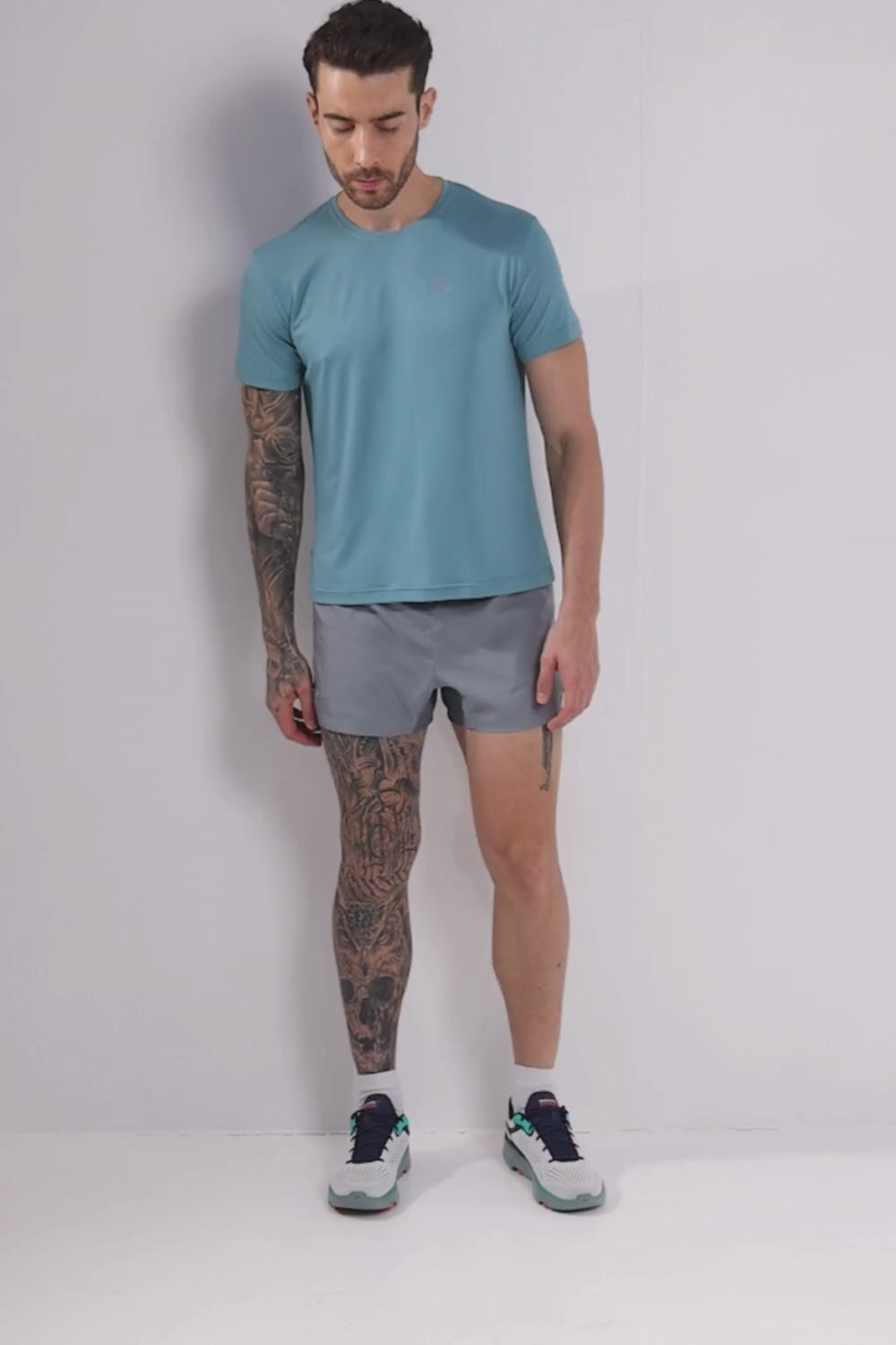 buy men running shorts 3.5 inches with inner lining #Color_Stone Grey