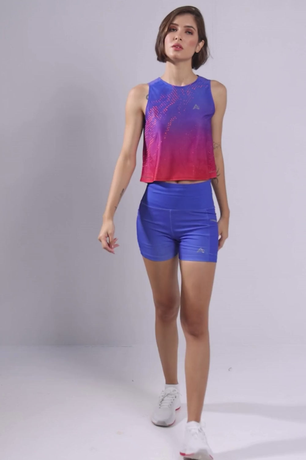 buy women 4 inches running half tights online #Color_Cosmic Blue Pr